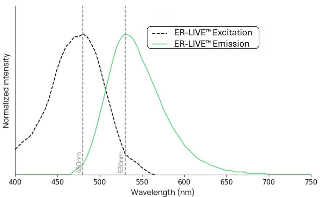 ER-LIVE™ excitation and emission spectra